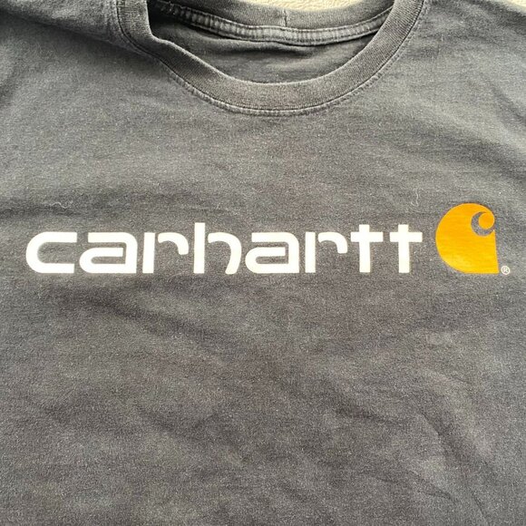 Carhartt Mens Work T-Shirt 2XLT Black Short Sleeve Logo Crew Neck Casual K195 - Picture 7 of 12